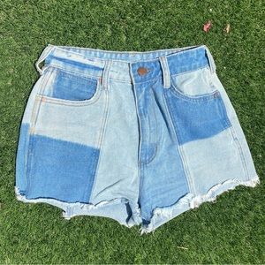 Billabong x Wrangler Sun Up Patchwork Denim Shorts Size 26